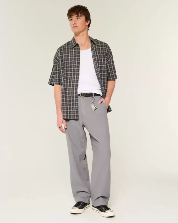 Pantaloni lenți cu talie flexibilă din amestec de in Pantaloni lenți cu talie flexibilă din amestec de in