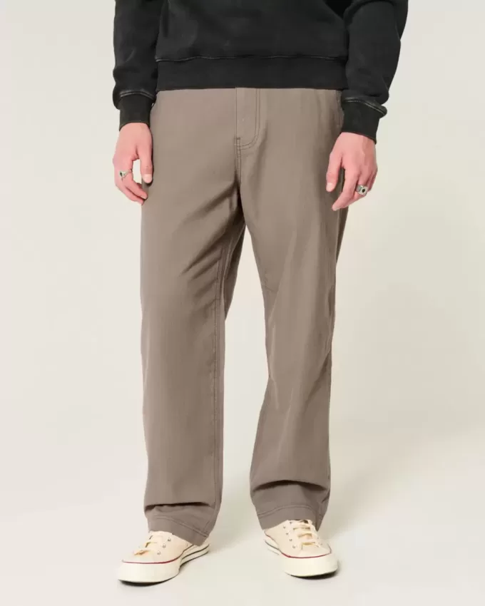 Pantaloni lenți cu talie flexibilă din amestec de in Pantaloni lenți cu talie flexibilă din amestec de in