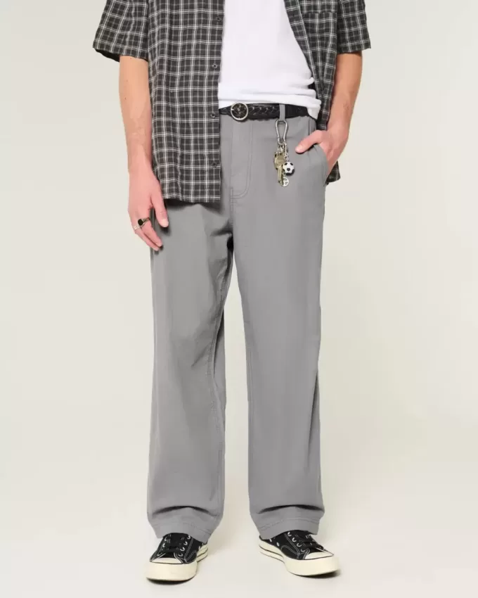 Pantaloni lenți cu talie flexibilă din amestec de in Pantaloni lenți cu talie flexibilă din amestec de in