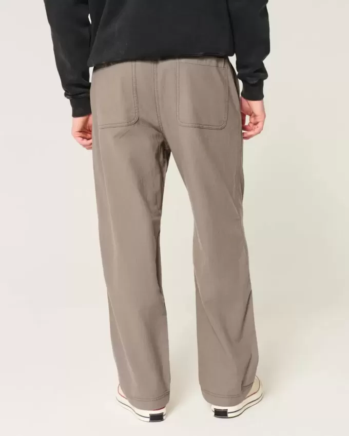Pantaloni lenți cu talie flexibilă din amestec de in Pantaloni lenți cu talie flexibilă din amestec de in