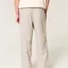 Pantaloni lenți cu talie flexibilă din amestec de in Pantaloni lenți cu talie flexibilă din amestec de in
