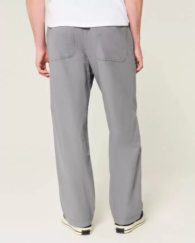 Pantaloni lenți cu talie flexibilă din amestec de in Pantaloni lenți cu talie flexibilă din amestec de in