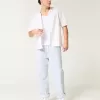 Pantaloni lenți cu tragere din amestec de in