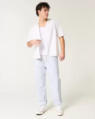 Pantaloni lenți cu tragere din amestec de in