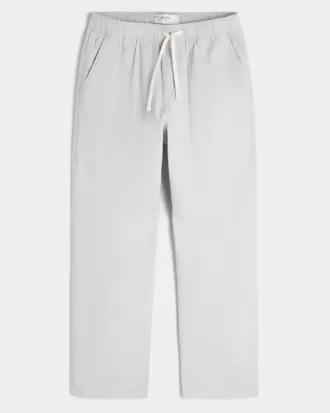 Pantaloni lenți cu tragere din amestec de in