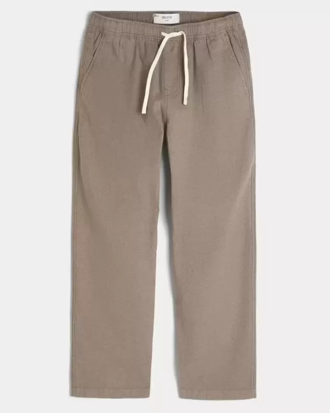 Pantaloni lenți cu tragere din amestec de in Pantaloni lenți cu tragere din amestec de in