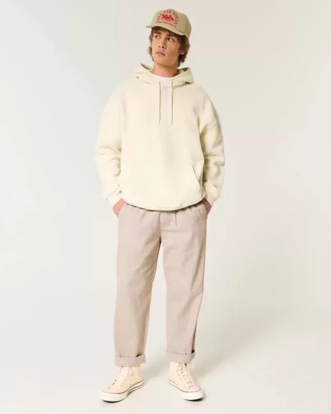 Pantaloni lenți cu tragere din amestec de in Pantaloni lenți cu tragere din amestec de in