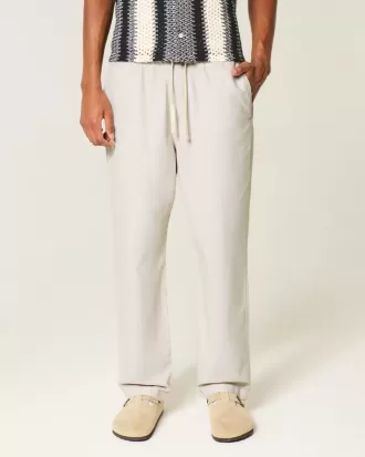 Pantaloni lenți cu tragere din amestec de in