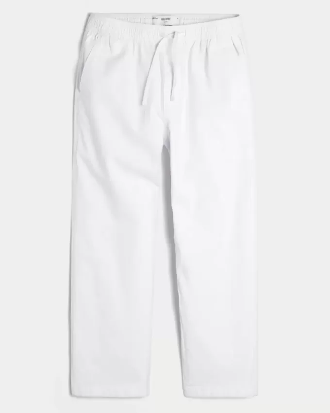 Pantaloni lenți cu tragere din amestec de in