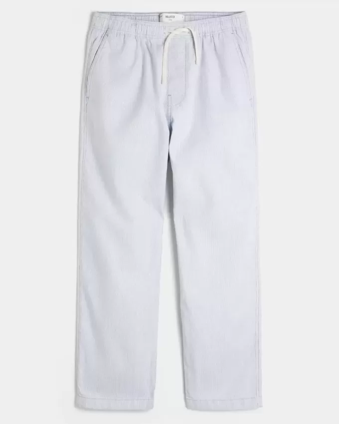 Pantaloni lenți cu tragere din amestec de in