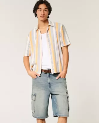 Pantaloni scurți cargo din denim cu spălare medie