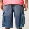 Pantaloni scurți cargo din denim cu spălare medie