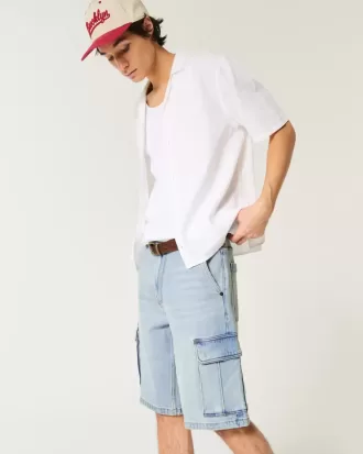 Pantaloni scurți cargo din denim largi