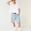 Pantaloni scurți cargo din denim largi