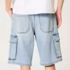 Pantaloni scurți cargo din denim largi
