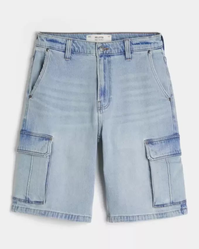 Pantaloni scurți cargo din denim largi