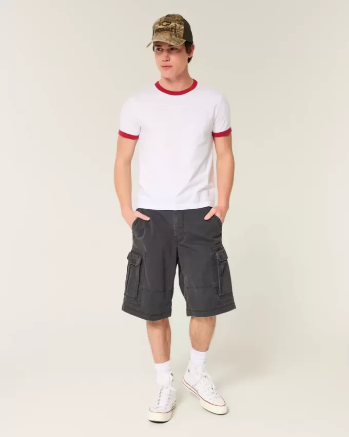 Pantaloni scurți cargo largi la genunchi