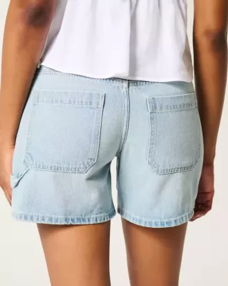 Pantaloni scurți Carpenter din denim, cu talie joasă, spălate ușoare, 5″