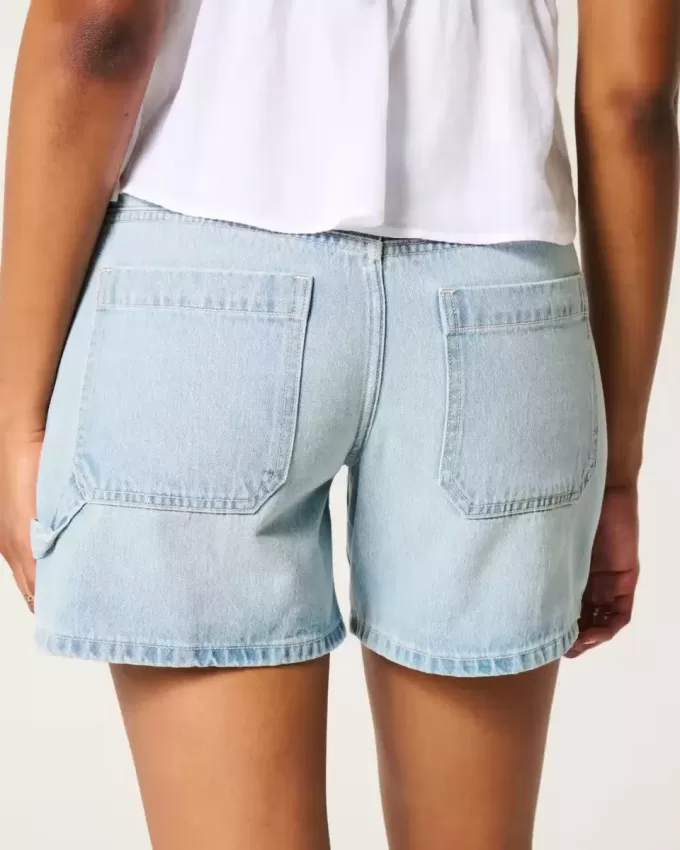 Pantaloni scurți Carpenter din denim, cu talie joasă, spălate ușoare, 5″ Pantaloni scurți Carpenter din denim, cu talie joasă, spălate ușoare, 5″