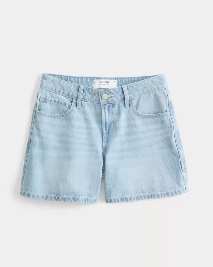 Pantaloni scurți Carpenter din denim, cu talie joasă, spălate ușoare, 5″ Pantaloni scurți Carpenter din denim, cu talie joasă, spălate ușoare, 5″