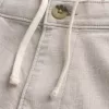Pantaloni scurți cu fața plată din amestec de in până la genunchi