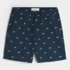 Pantaloni scurți cu model din amestec de in deasupra genunchiului Pantaloni scurți cu model din amestec de in deasupra genunchiului