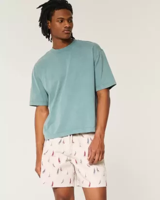 Pantaloni scurți cu model din amestec de in deasupra genunchiului