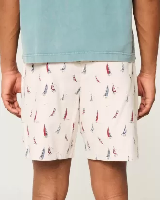 Pantaloni scurți cu model din amestec de in deasupra genunchiului