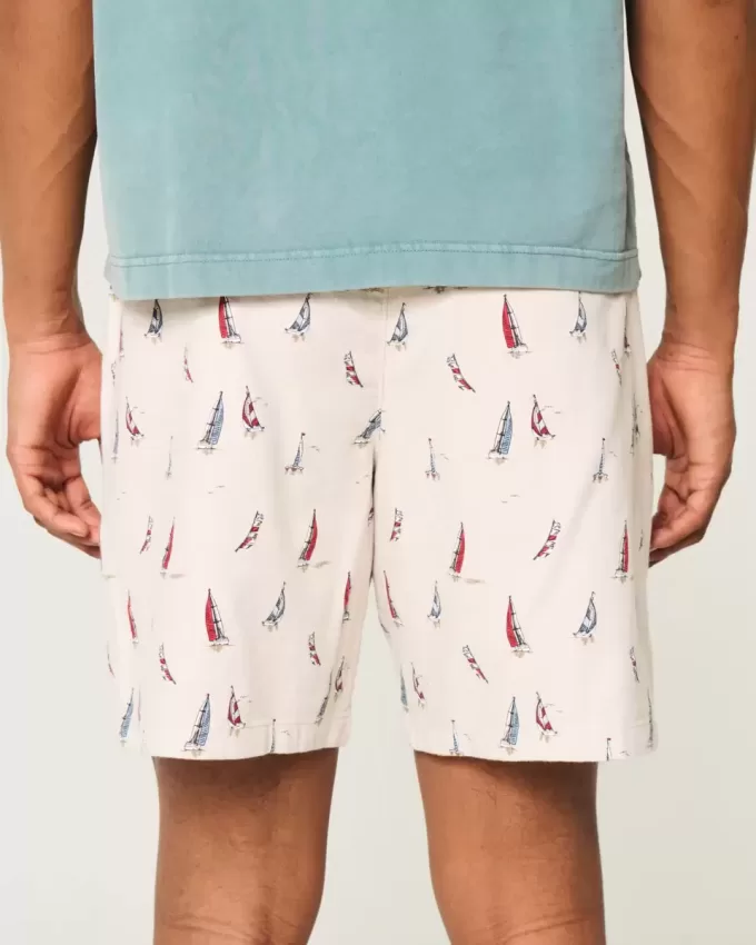 Pantaloni scurți cu model din amestec de in deasupra genunchiului Pantaloni scurți cu model din amestec de in deasupra genunchiului