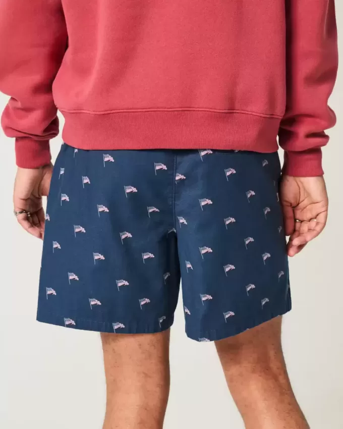 Pantaloni scurți cu model steag american la jumătatea coapsei Pantaloni scurți cu model steag american la jumătatea coapsei