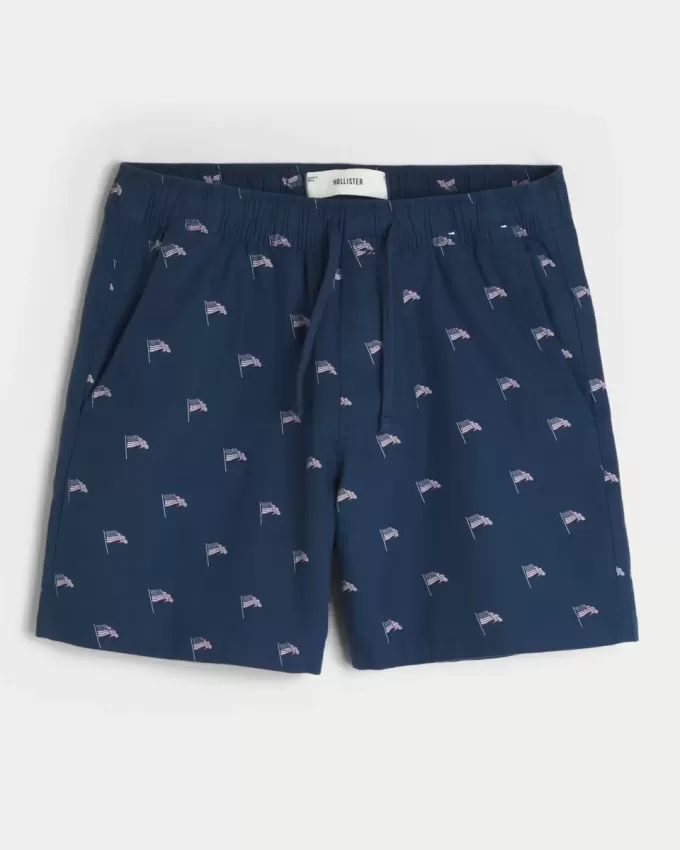 Pantaloni scurți cu model steag american la jumătatea coapsei Pantaloni scurți cu model steag american la jumătatea coapsei