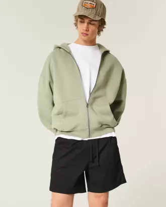 Pantaloni scurți cu tragere din twill la jumătatea coapsei
