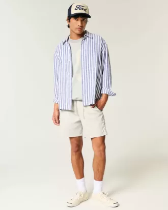 Pantaloni scurți cu tragere din twill la jumătatea coapsei