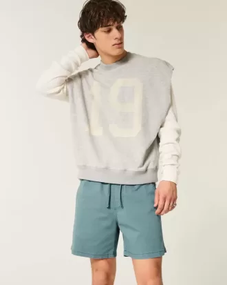 Pantaloni scurți cu tragere din twill la jumătatea coapsei