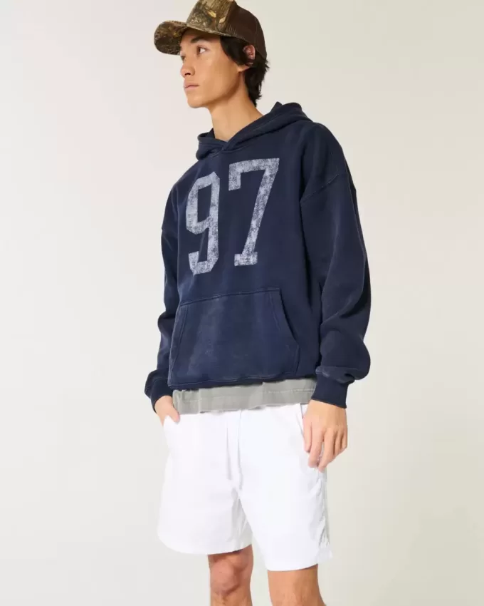 Pantaloni scurți cu tragere din twill la jumătatea coapsei Pantaloni scurți cu tragere din twill la jumătatea coapsei
