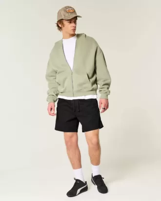 Pantaloni scurți cu tragere din twill la jumătatea coapsei