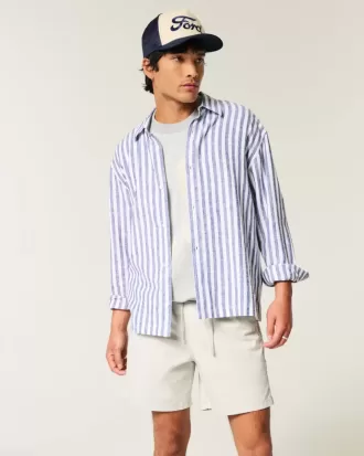 Pantaloni scurți cu tragere din twill la jumătatea coapsei