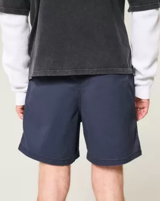 Pantaloni scurți cu tragere din twill la jumătatea coapsei