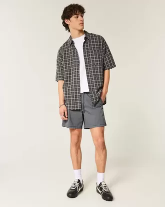 Pantaloni scurți cu tragere din twill la jumătatea coapsei