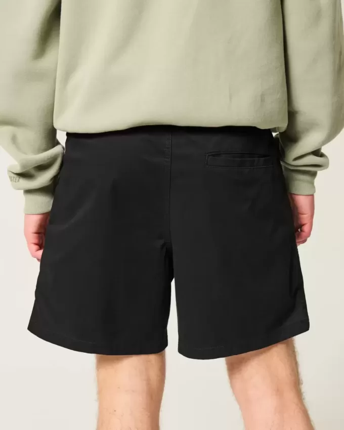 Pantaloni scurți cu tragere din twill la jumătatea coapsei Pantaloni scurți cu tragere din twill la jumătatea coapsei