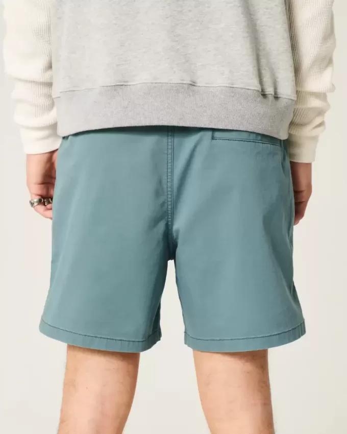 Pantaloni scurți cu tragere din twill la jumătatea coapsei Pantaloni scurți cu tragere din twill la jumătatea coapsei