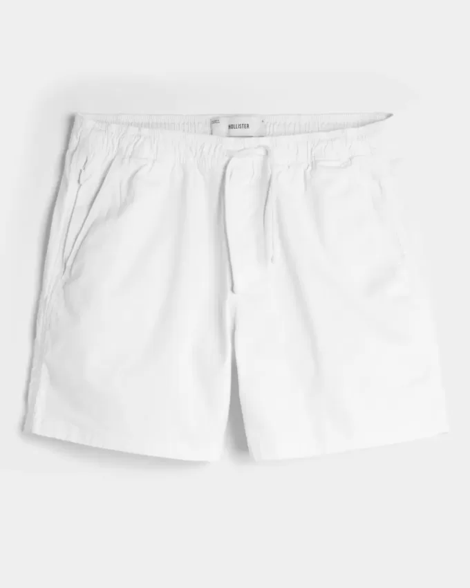 Pantaloni scurți cu tragere din twill la jumătatea coapsei Pantaloni scurți cu tragere din twill la jumătatea coapsei
