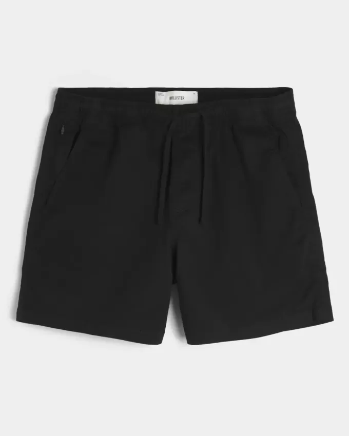 Pantaloni scurți cu tragere din twill la jumătatea coapsei Pantaloni scurți cu tragere din twill la jumătatea coapsei