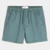 Pantaloni scurți cu tragere din twill la jumătatea coapsei Pantaloni scurți cu tragere din twill la jumătatea coapsei