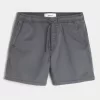 Pantaloni scurți cu tragere din twill la jumătatea coapsei Pantaloni scurți cu tragere din twill la jumătatea coapsei