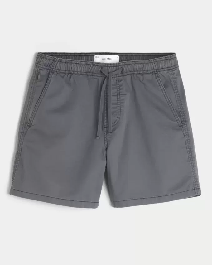 Pantaloni scurți cu tragere din twill la jumătatea coapsei Pantaloni scurți cu tragere din twill la jumătatea coapsei
