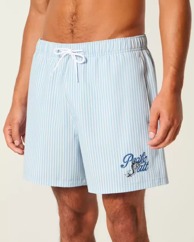 Pantaloni scurți de baie Seersucker Volley la mijlocul coapsei Pantaloni scurți de baie Seersucker Volley la mijlocul coapsei