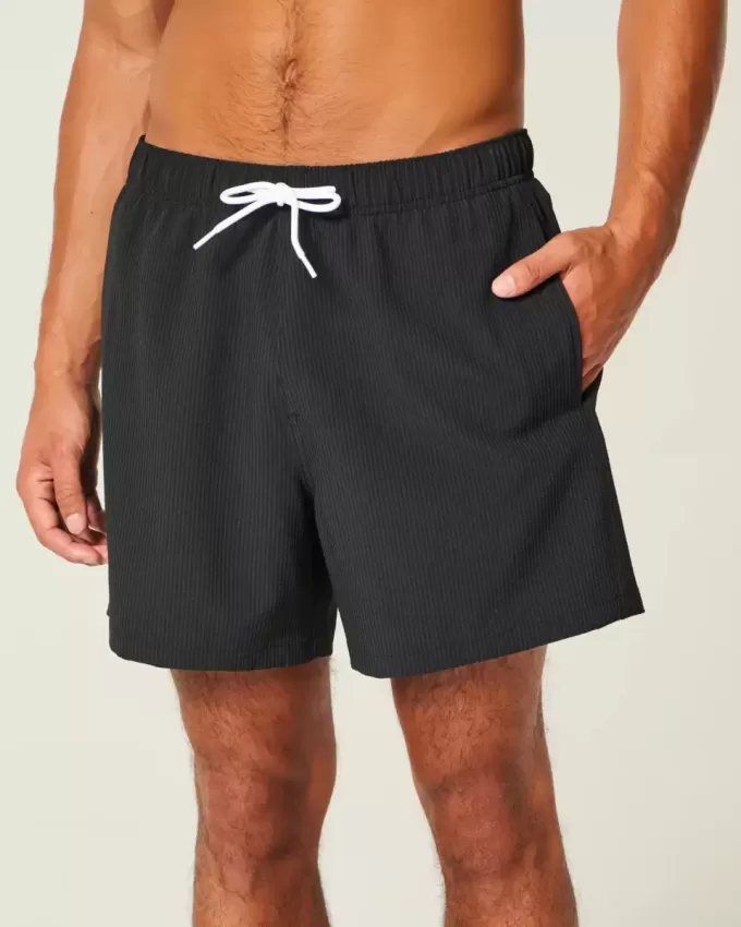Pantaloni scurți de baie Seersucker Volley la mijlocul coapsei Pantaloni scurți de baie Seersucker Volley la mijlocul coapsei