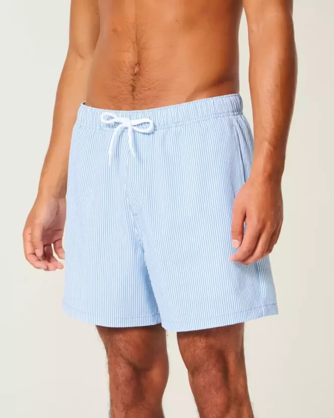 Pantaloni scurți de baie Seersucker Volley la mijlocul coapsei Pantaloni scurți de baie Seersucker Volley la mijlocul coapsei