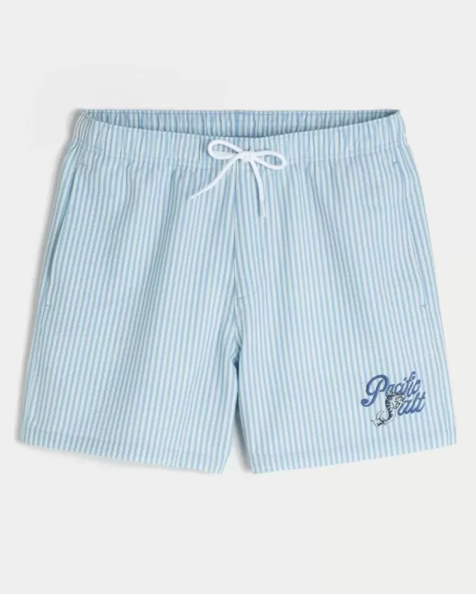 Pantaloni scurți de baie Seersucker Volley la mijlocul coapsei Pantaloni scurți de baie Seersucker Volley la mijlocul coapsei